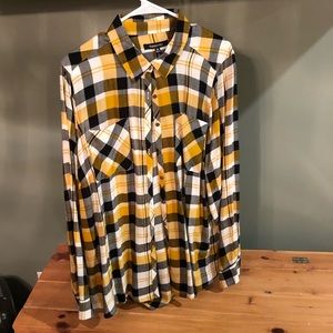 Relativity Long-sleeve button-down shirt. Flannel print. 2X